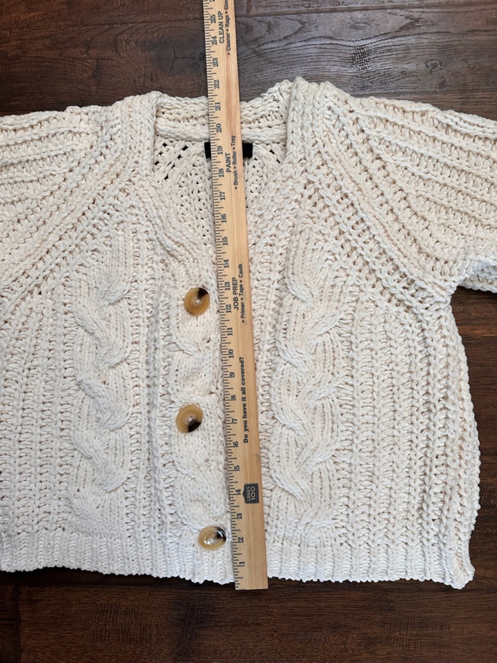 Aakaa Cream Knit Cardigan Sweater cable pattern on front SUPER SOFT M like new - Picture 13 of 17